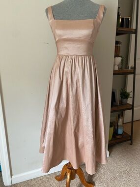 Windsor Satin Midi Dress in Blush Pink
